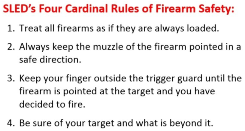 SLED's Four Cardinal Rules of Firearm Safety